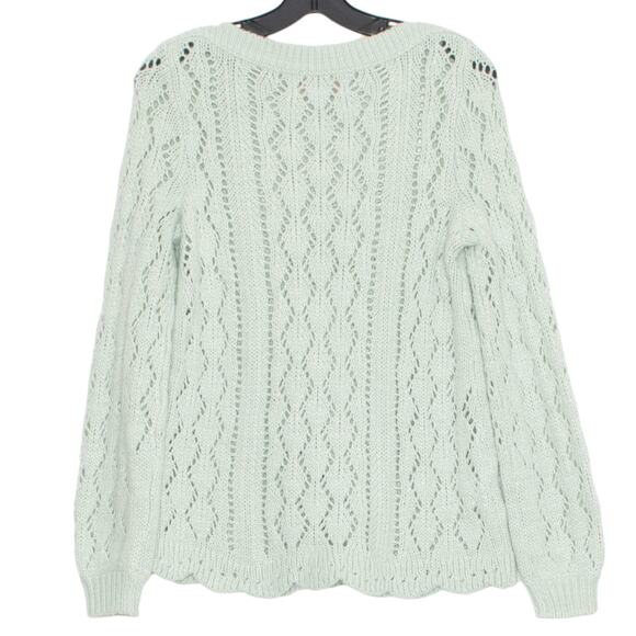 LOFT Sweater Boho Minimalist Cozy Cottage Lolita Scallop Hygge Open Knit Small - Picture 2 of 5